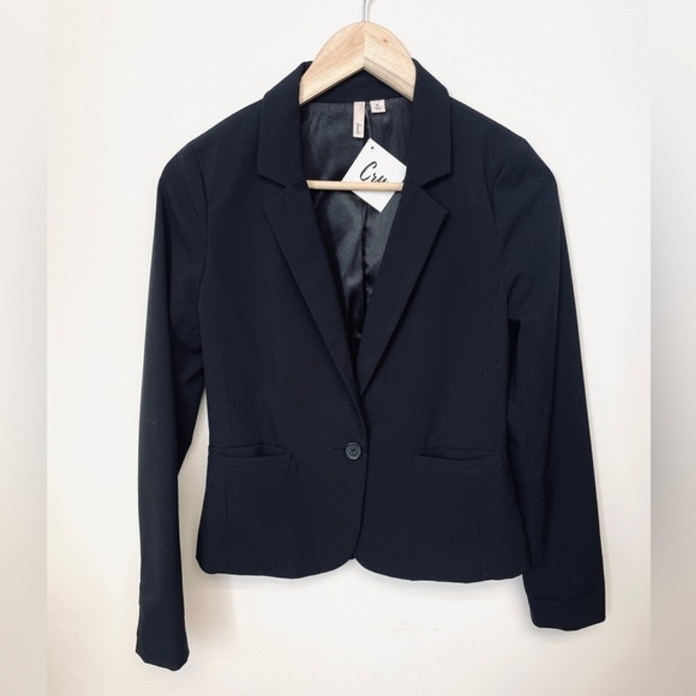 Frenchi Blazer Womens Medium Black Single Button Long Sleeve‎ Classic Jacket